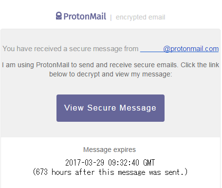 プロトンメールから届いた暗号化メール