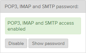 POP3, IMAP and SMTP access enabled