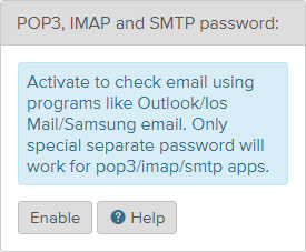 POP3, IMAP and SMTP password