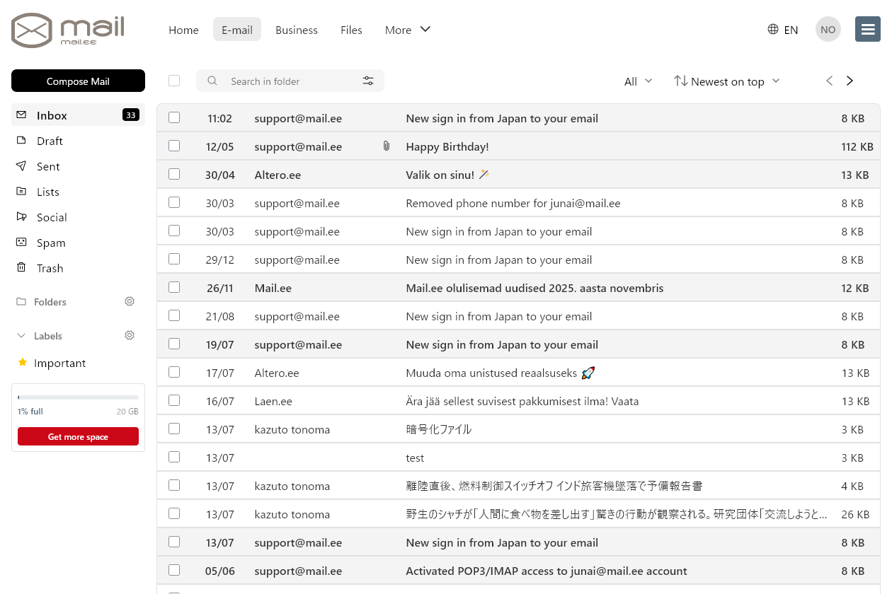 Mailo Webmail Screenshot
